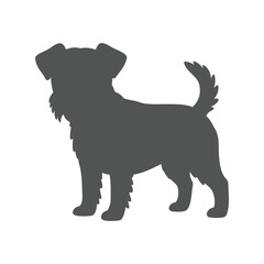 Cute Terrier Dog Silhouette, Small Breed Canine Vector Graphic Illustration