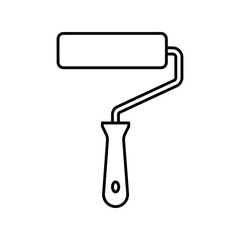 Paint roller outline icon: painting tool, home renovation, wall decoration vector