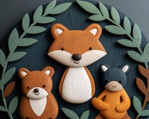 Wooden puzzle featuring a cozy woodland scene with handcrafted animal pieces and soft edges
