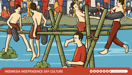 Handdrawn illustration of Indonesian cultural game