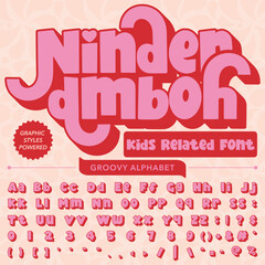 Groovy Retro Vintage Script Bold Font alphabet vector file