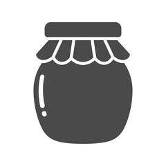 Silhouette of honey jar with decorated lid: food container, preserves vector