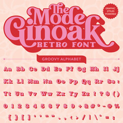 Groovy Retro Vintage Script Bold Font alphabet vector file