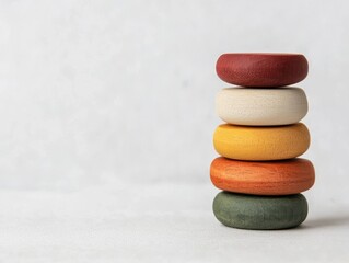 Cozy wooden stacking toy with soft natural wood tones, handcrafted for a warm and creative play experience