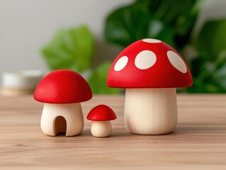 Cozy wooden mushroom house playset with tiny carved details and a warm, inviting feel