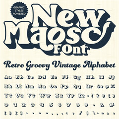 Groovy Retro Vintage Script Bold Font alphabet vector file