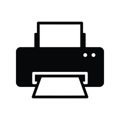 Modern Black Printer Vector Icon - Office Equipment for Document Printing