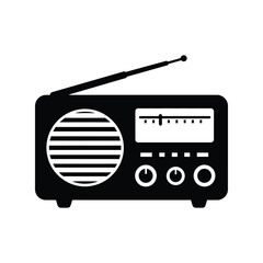 Vintage Black Radio Vector Icon - Classic Music & Broadcast Receiver
