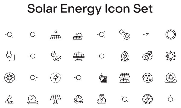 Solar energy icons collection solar panel electricity
