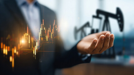 Businessman presenting oil energy investment strategy in a boardroom