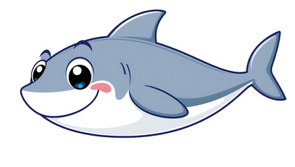 Cute cartoon baby shark smiling with big eyes