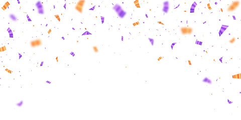 Celebration background with falling colorful confetti on white. Festive party design element.