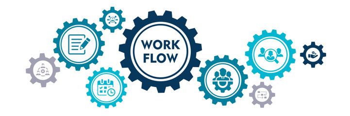 Banner workflow concept vector illustration