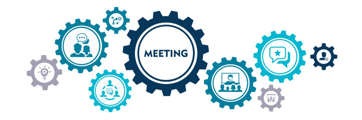 Meeting icon set. Containing seminar, business meeting, presentation, interview, conference, assembly, agreement and discussion icons. Solid icon collection. 