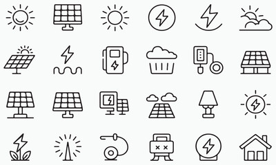Solar energy icons renewable power symbols solar panel