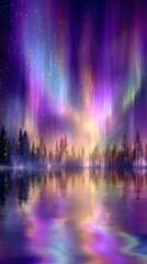 Fototapeta premium Aurora borealis glowing in the polar night sky
