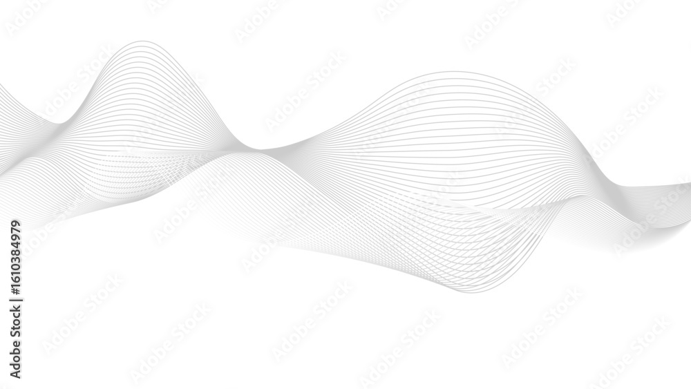Wall mural abstract black lines wave curve motion on white background. wavy pattern, stylish line art and web b