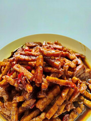 Savory Tempeh Strips in Sweet Soy Sauce