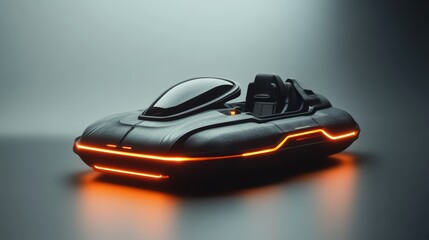 Futuristic Hovercraft with Sleek Design and Illuminated Accents for Sci-Fi Concepts and Transportation Innovations