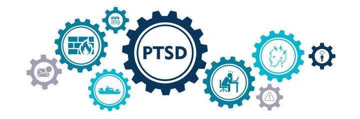 Posttraumatic stress disorder vector illustration concept