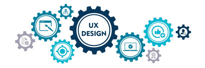 UX design banner web icon vector illustration concept for user experience design with icon of interface, navigation, structure, design, hci, user research, usability, and accessibility 
