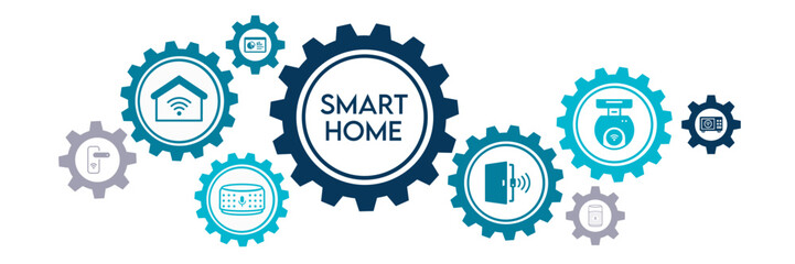 Smart home icon set. Collection of smart house with automation control system vector illustration. Technology concept.