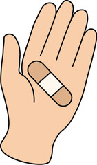  Hand with Bandage Flat Vector Illustration