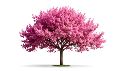 Obraz premium A vibrant pink flowering tree, isolated on white