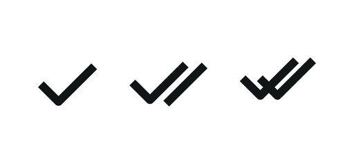 Check mark icon set. double check mark for delivered massage read symbol png and vector illustration on transparent background