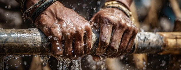 Clean water tech for NGOs in action, clean water tech for NGOs connecting pipes, clean water tech for NGOs near shelters, Clean water initiatives in remote aid zones, 
