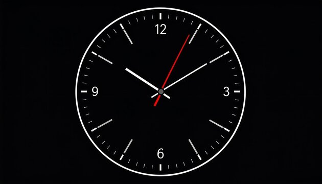 Elegant minimalist clock face design on a black background creating timeless feel