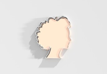 Young woman face side view icon. Elegant silhouette of a female head. Avatar profile sign. 3D render