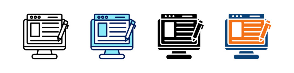 Blogging All In One Icon Multi Styles Vector Set