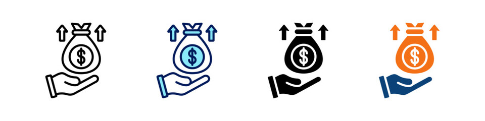 Capital Gains All In One Icon Multi Styles Vector Set