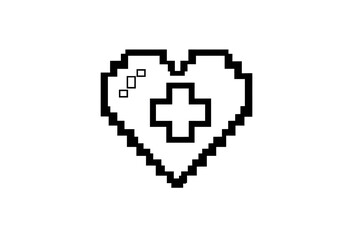 Obraz premium Pixelated Outline Heart With Plus Sign Shape Medical Icon. Ai Generated Images