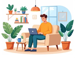 Remote Work Home Illustration