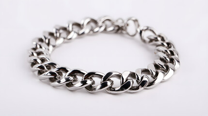 Chic silver chain bracelet on clear background for trendy style