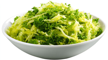 Fresh green shredded cabbage salad in a white bowl healthy food