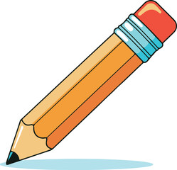 Classic yellow pencil cartoon illustration for education, writing, and creative projects.