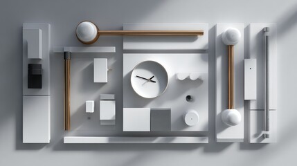 Abstract geometric shapes, white and light brown
