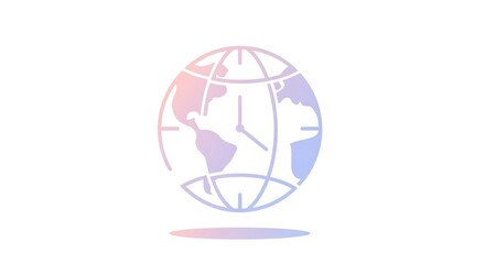 Globe with clock illustration representing global time zones