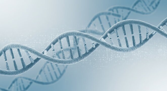 Dna Helix Structure in Soft Blue on Gradient Background for Medical Concepts