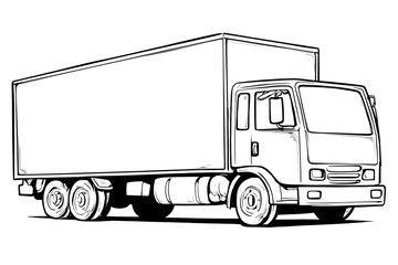 Simple Outline Style Delivery Truck Illustration Transportation and Cargo Carrier. Ai Generated Images