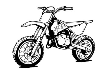 Obraz premium Bold Outline Dirtbike Illustration Extreme Sport Vehicle Motorbike Transportation Icon. Ai Generated Images