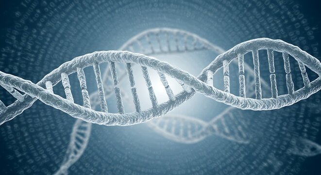 Blue Dna Double Helix on Digital Background Genetic Science