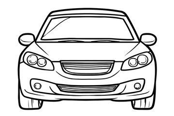Naklejka premium Simple Outline Front Car Illustration Automobile Vehicle Automotive Transport. Ai Generated Images