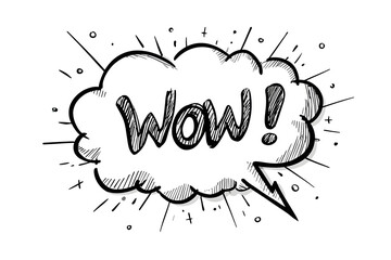 Handdrawn Cartoon Comic Wow Speech Bubble with Burst Effect. Ai Generated Images