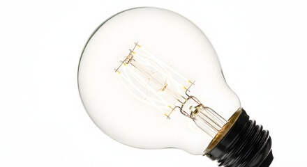 Illuminated Vintage Edison Light Bulb on White