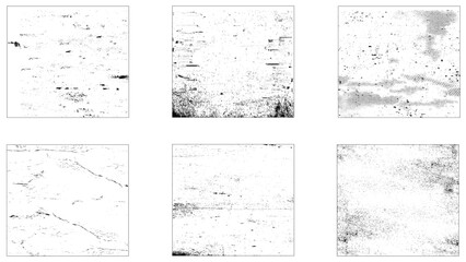Grunge overlay textures with dust grain isolated on white background. Vintage grunge background with dirty edges and scratches.