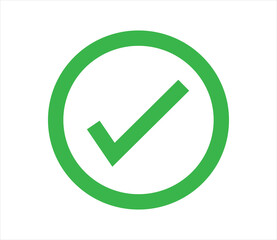 Green check mark inside circular border on white background, ideal for design elements, status icons, app graphics, or verification and approval symbols.